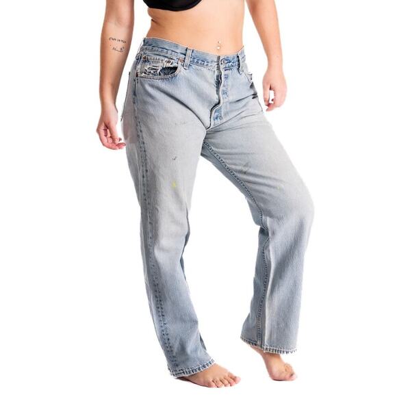 Vintage 1999 Levi 501 Distressed Light Wash Jeans 36x30 - Picture 1 of 10